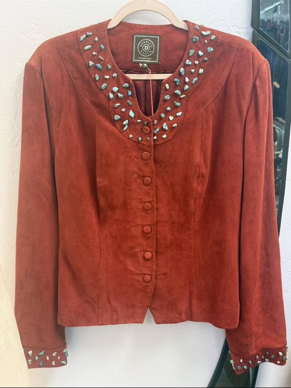 Double D Ranch Red Suede Button Front Jacket